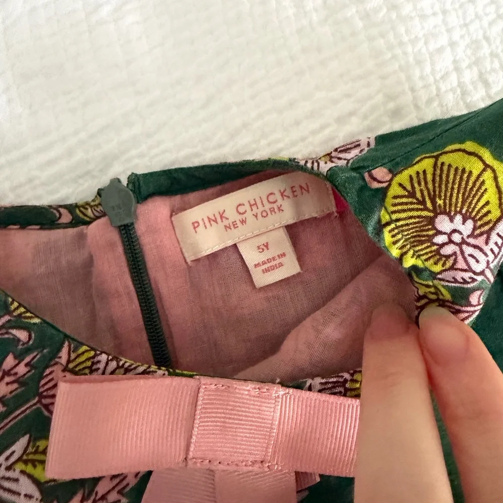 Pink Chicken Green Floral Print Dress, size 5 - Picture 2 of 2